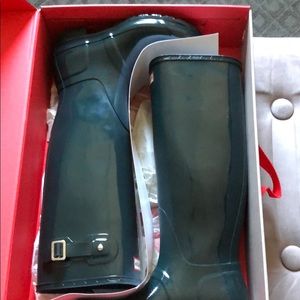 Women’s ORG Tall Gloss Hunter Boots SZ 8 Ocean